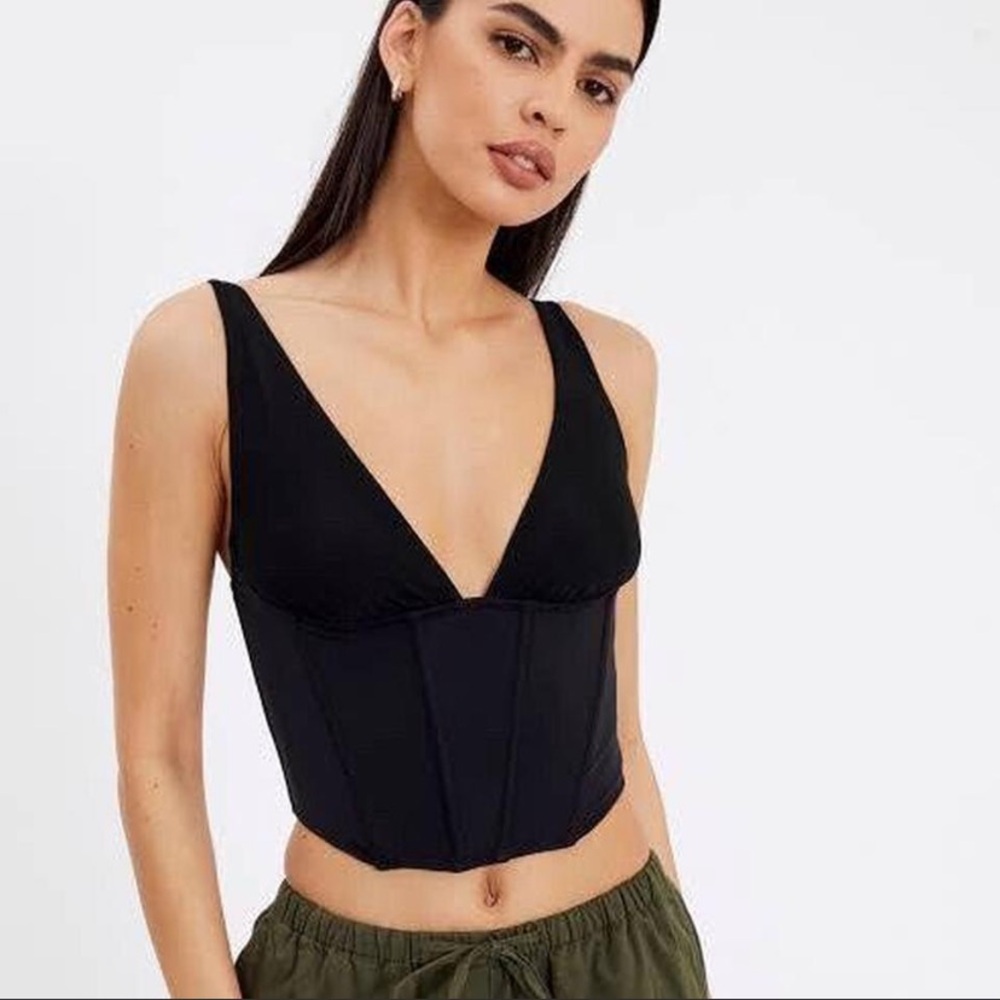 Glassons Black Mesh V-Neck Corset Size XS